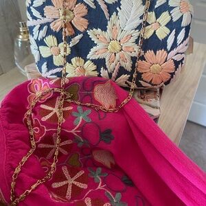 Anthropologie Navy and Gold Clutch